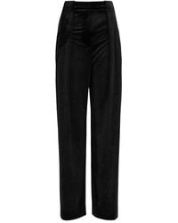 Balmain - Pleated Wide-Leg Velvet Trousers - Lyst