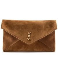 Saint Laurent - Envelope Suede Pouch - Lyst