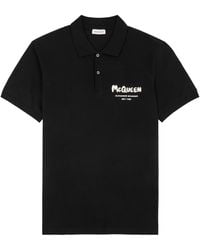 Alexander McQueen - Graffiti Logo-Embroidered Piqué Cotton Polo Shirt - Lyst