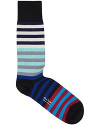 PAUL SMITH striped socks blue green stripe mens MADE IN ENGLAND