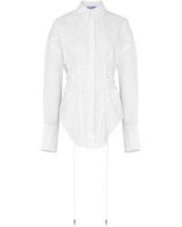 Mugler - Lace-up Corset Cotton-poplin Shirt - Lyst