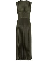 Vince - Pleated Satin-Crepe Midi Dress - Lyst
