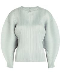 Pleats Please Issey Miyake - Pleated Zip-Through Woven Top - Lyst