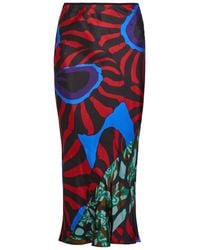Dries Van Noten - Sati Printed Satin Midi Skirt - Lyst