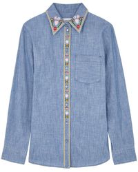 Weekend by Maxmara - Udine Floral-embroidered Chambray Shirt - Lyst