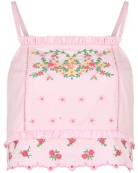 Damson Madder - Rosie Floral-Embroidered Cotton Top - Lyst