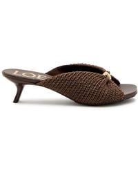 Loewe - Pebble Soft 45 Raffia And Leather Sandals - Lyst