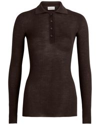 Moncler - Ribbed Wool Polo Top - Lyst