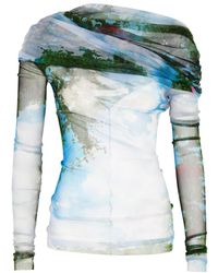 Christopher Esber - Lucid Veiled Printed Silk Top - Lyst