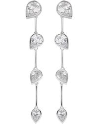 Completedworks - Crystal-Embellished Rhodium-Plated Drop Earrings - Lyst