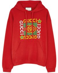 Gucci - Logo-Print Hooded Cotton Sweatshirt - Lyst