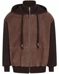 Loewe - Panelled Hooded Suede And Wool-Blend Jacket - Lyst