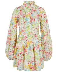 byTiMo - Floral-Print Cotton Mini Shirt Dress - Lyst