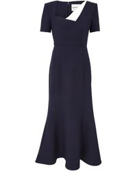 Roland Mouret - Short-sleeved Contrast-fold Stretch-woven Midi Dress - Lyst