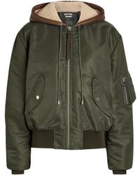 JW Anderson - Shearling And Leather-Trim Hooded Shell Bomber Jacket - Lyst