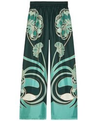 La DoubleJ - Printed Silk-Twill Palazzo Trousers - Lyst