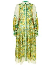 ALÉMAIS - Rhonda Floral-print Cotton And Silk-blend Midi Dress - Lyst