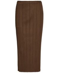 Pleats Please Issey Miyake - Pleated Woven Midi Skirt - Lyst