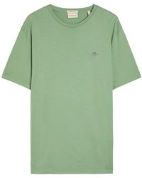 GANT - Logo-Embroidered Cotton T-Shirt - Lyst