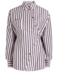 Damson Madder - Lux Striped Asymmetric Cotton-Poplin Shirt - Lyst