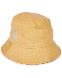 Étoile Isabel Marant Haley Yellow Logo Cotton Bucket Hat
