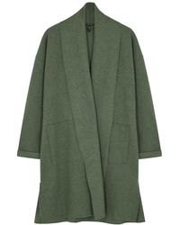 Eileen Fisher Green Brushed Wool Cardigan