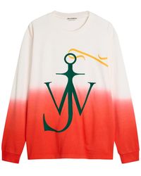 JW Anderson - Dip Dye Anchor Embroidered Cotton T-Shirt - Lyst
