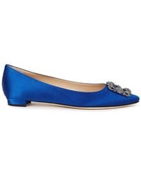 Manolo Blahnik - Hangisi 10 Silk-Satin Flats - Lyst