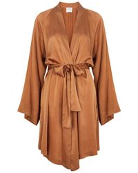 Forte Forte - Forte_forte Belted Stretch-silk Satin Kimono Jacket - Lyst
