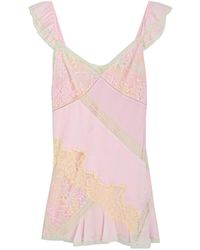 LoveShackFancy - Sylvia Lace-Embellished Chiffon Mini Dress - Lyst