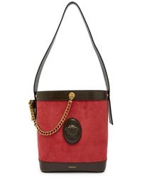 Versace - Chain Small Leather And Suede Bucket Bag - Lyst