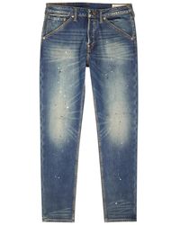 Evisu - Paint-splattered Slim-leg Jeans - Lyst