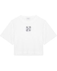 Off-White c/o Virgil Abloh - Bling Leaves Logo Cropped Cotton T-shirt - Lyst