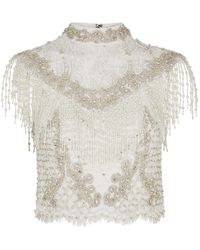 Alice + Olivia - Pria Embellished Lace Top - Lyst