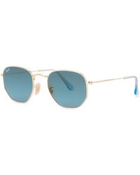 Ray-Ban - Tone Oval-Frame Designer Sunglasses, Sunglasses, Lenses, Metal, Transparent Tips, Designer Sunglasses, 100% Uv Protection - Lyst