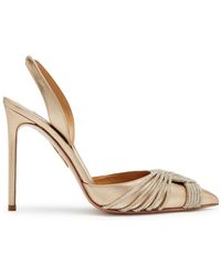 Aquazzura - Gatsby 105 Embellished Leather Slingback Pumps - Lyst