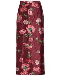 Erdem - Floral-Print Satin Midi Pencil Skirt - Lyst