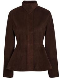 Alaïa - Peplum Suede Jacket - Lyst