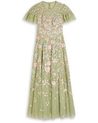Needle & Thread - Antoinettes Floral-Embroidered Tulle Gown - Lyst