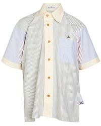Vivienne Westwood - Logo-Embroidered Asymmetric Striped Cotton Shirt - Lyst