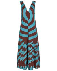 Dries Van Noten - Dea Patterned Chevron Silk-Blend Maxi Dress - Lyst