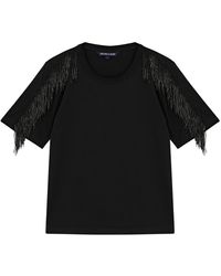 Veronica Beard - Scala Fringe-trimmed Cotton T-shirt - Lyst