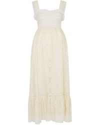 Gucci - Broderie Anglaise Cotton-blend Midi Dress - Lyst