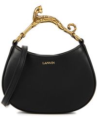 Lanvin - Hobo Cat Mini Leather Top, Top Handle Bag, Bag, Black - Lyst