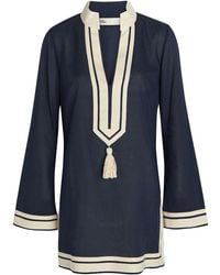 Tory Burch - V-Neck Cotton Mini Tunic Dress - Lyst