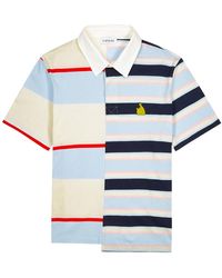 Lanvin Striped Cotton Polo Shirt - Blue