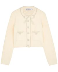 Self-Portrait - Embellished Cropped Knitted Cardigan - Lyst