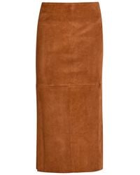 Stouls - Winona Split-Hem Suede Midi Skirt - Lyst