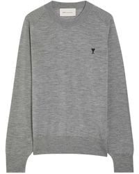 Ami Paris - Logo-Embroidered Wool Jumper - Lyst