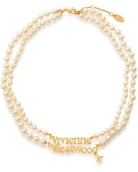 Vivienne Westwood - Amelia Logo Faux Pearl Bracelets - Lyst